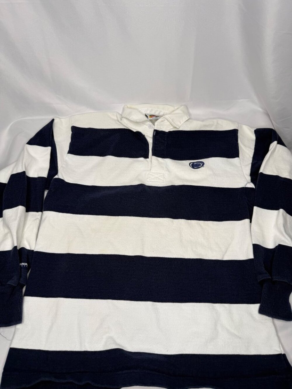 Barbarian Rugby Wear Navy  White Penn State Striped Long Sleeve Polo Size L PSU